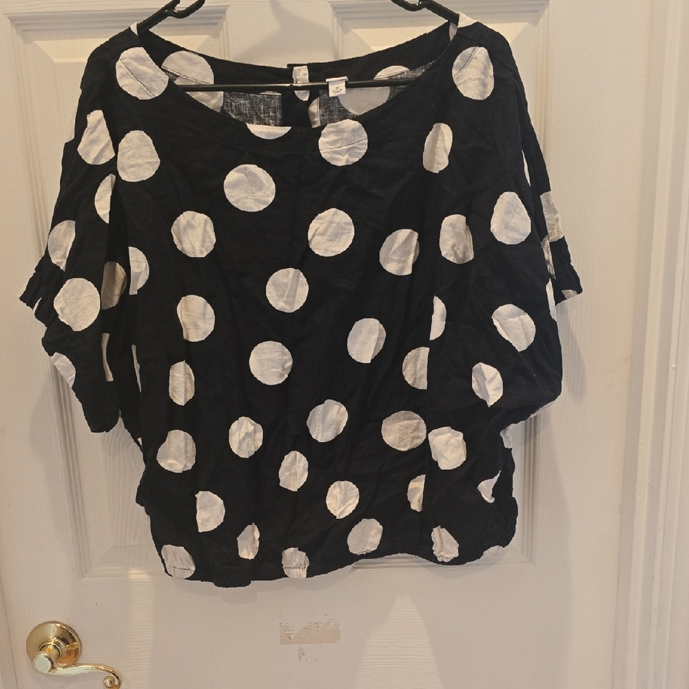 Elegant Black and White Polka Dot Blouse